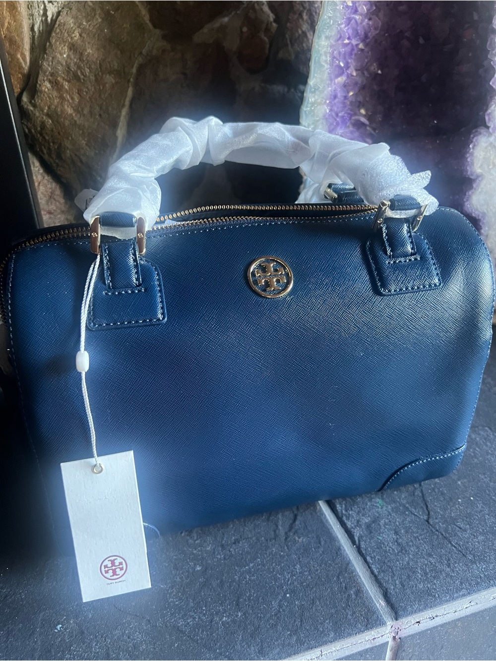 Tory Burch Navy Saffiano Satchel - Brand New With Tags
Never used.